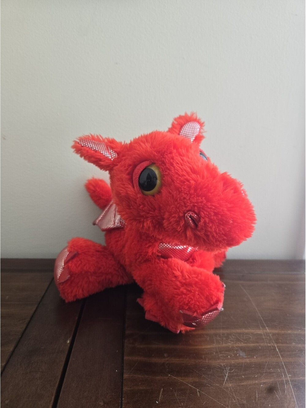 Aurora Flame Dragon Plush Stuffed Medium Animal Red Dreamy Eyes Cute 10"